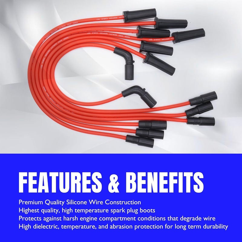 OXCANO Spark Plug Wires Silicone 8MM Compatible with Chevrolet Silverado 1500 1999-2007 4.3L V6-262CI, GMC Sierra 1500 1999-2007 4.3L V6-262 - Image 2